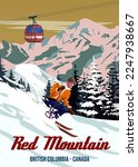 Travel Poster Ski Red Mountain...
