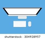 monitor with keyboard and... | Shutterstock .eps vector #304928957