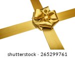 gold ribbons with bow isolated... | Shutterstock . vector #265299761