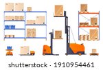 automatic forklift car driving... | Shutterstock .eps vector #1910954461