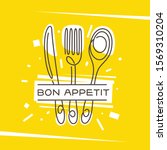 bon appetit kitchen monoline... | Shutterstock .eps vector #1569310204