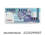 New Taiwan Dollar Vector Illustration. Taiwanese money set bundle banknotes. Paper money 1000 TWD. Flat style. Isolated on white background. Simple minimal design.