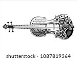 violin  drawn with calligraphic ... | Shutterstock .eps vector #1087819364