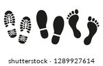 Human Footprints Icon Set. 