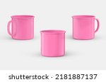 Pink color mug mockup isolated...
