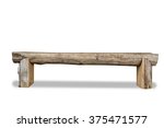 Bench on white background, wooden log home style bench