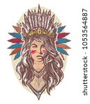 Native American Woman Color...