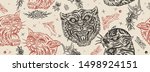 tigers seamless pattern. old... | Shutterstock .eps vector #1498924151