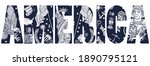 america slogan. statue of... | Shutterstock .eps vector #1890795121