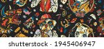 dogs. seamless pattern. old... | Shutterstock .eps vector #1945406947