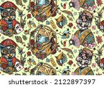cats and dogs pattern. pets art ... | Shutterstock .eps vector #2122897397
