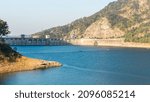 Small photo of Bhakra, Punjab, India - 20 Dec, 2021 - Bhakra Dam is a concrete gravity dam on the Sutlej River in Bilaspur, Himachal Pradesh in northern India. The dam forms the Gobind Sagar reservoir.