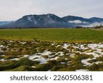 The winter landscape near Ossiacher See Lake in Carinthia, Austria. Located in the southern Nock Mountain range of the Gurktal Alps near Villach