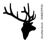 black silhouette of a deer head ... | Shutterstock .eps vector #348829934