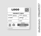 shipping label  priority mail... | Shutterstock .eps vector #1986609257
