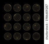 wireframe gold grid globe mesh... | Shutterstock .eps vector #1986609287