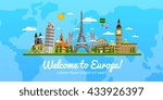 welcome to europe travel on the ... | Shutterstock .eps vector #433926397