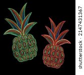 Embroidered Colorful Pineapples....