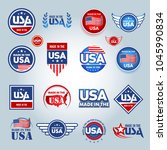 made in the usa icons. american ... | Shutterstock .eps vector #1045990834