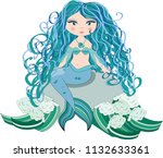 a beautiful little mermaid is... | Shutterstock . vector #1132633361
