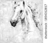 White Grey Horse Oil Painting...