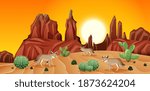 Desert With Rock Mountains And...