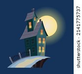 spooky house. dark scary house... | Shutterstock .eps vector #2141775737