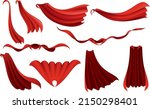 superhero red capes. scarlet... | Shutterstock .eps vector #2150298401