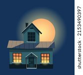 spooky house. dark scary house... | Shutterstock .eps vector #2153490397