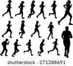 people running silhouettes | Shutterstock .eps vector #271288691