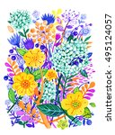 bouquet of flower. hand drawn... | Shutterstock . vector #495124057