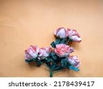 Small photo of beautiful flower with orange background, negatif space