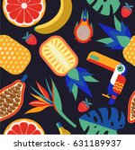 seamless tropical pattern.... | Shutterstock .eps vector #631189937