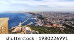 Beautiful view overlooking the port of Oran from above Santa Cruz