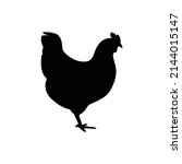 Hen silhouette isolated on white background.