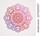 circular pattern of mandala fusion of flowers. red gradation color. suitable for henna, tattoos, photos, coloring books. islam, hindu,Buddha, india, pakistan, chinese, arab
