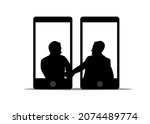 two businessmen make deals on... | Shutterstock .eps vector #2074489774