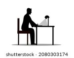 silhouette of a man sitting on... | Shutterstock .eps vector #2080303174