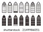 gothic windows outline set.... | Shutterstock .eps vector #2149986051