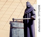Small photo of Executioner on a scaffold. Waxen figure