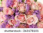 Pink Roses With Lilac Flowers