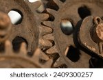 Small photo of Rusty iron. Gears modes. Rusty gears, honed gear. Rust on the metal.