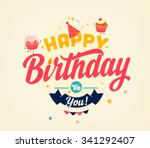 retro birthday card | Shutterstock .eps vector #341292407