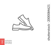 Man Shoe Line Icon. A Pair Of...