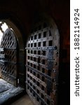 Small photo of London England; 08,31,2015: medieval double door in the royal pyx chamber in Westminster Cathedral selective focus