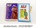 Small photo of ALF the alien from the planet Melmac and the Tanner family. Willie, Kate, Lynn, Brian, Lucky. NBC tv show. Comic magazine with the characters of the television series of the 80s and 90s ALF.