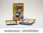 Small photo of 02-07-2024 C´ordoba, Argentina. Stumble Guys collectible card game. Board game for children with the characters from the video game Stumble Guys in collaboration with Rabbids invasion Isolated white