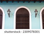 Small photo of door stoop with street lamp. door stoop of house. door stoop outdoor. door stoop at the entrance