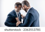 Small photo of rival company threatening. businessmen threaten business men isolated on white. historic rivalry. businessmen threaten business model. men having conflict. threatening business reputation