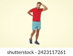 Small photo of sport man massages his lower back to alleviate discomfort of backache. sport man aching back muscles with backache tension. sport man feel the pain of backache. sport man suffering from backache